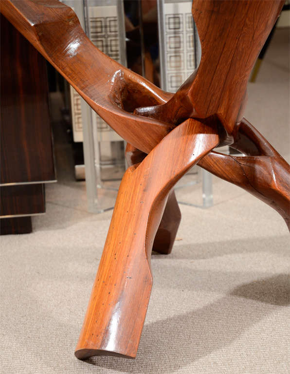 Natural knotted rosewood tripod end table with 3/4