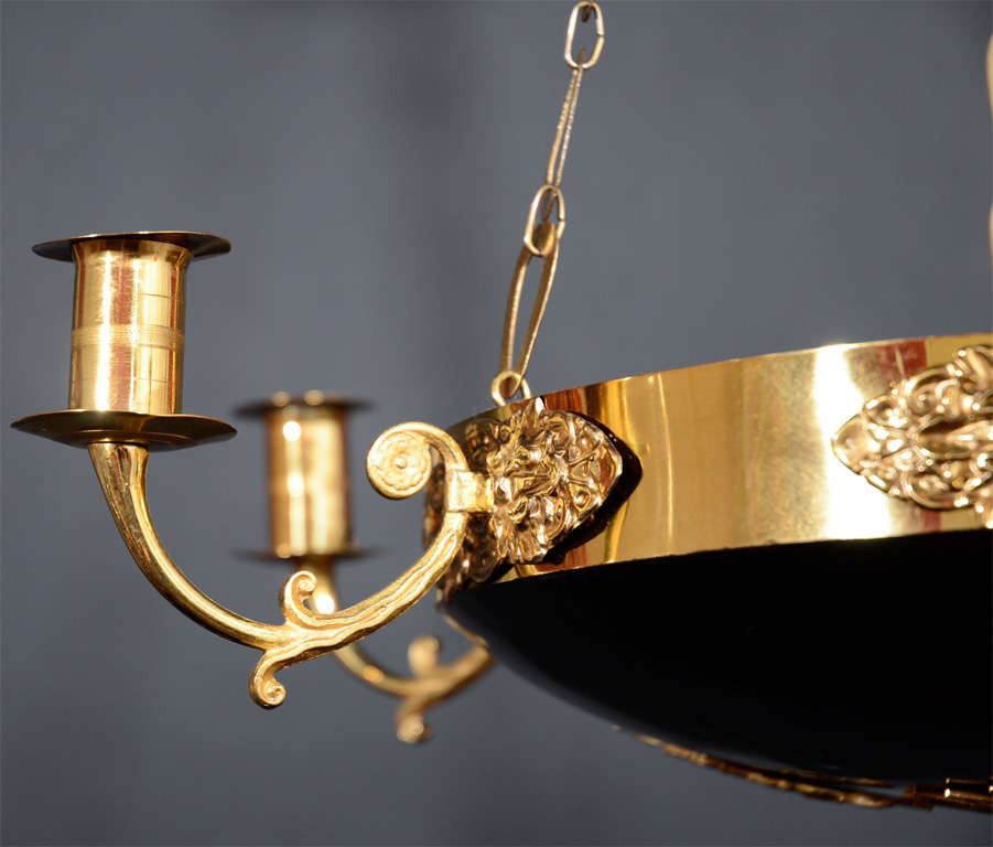 Swedish Black and Gilt bronze Empire chandelier For Sale