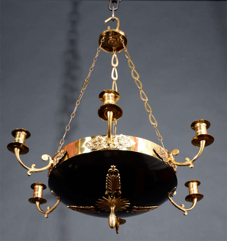 19th Century Black and Gilt bronze Empire chandelier For Sale