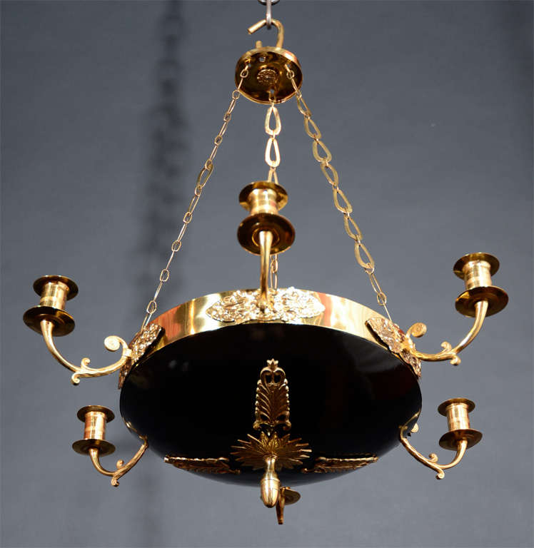 Black and Gilt bronze Empire chandelier For Sale 1