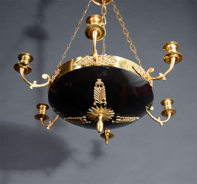 Black and Gilt bronze Empire chandelier For Sale 4