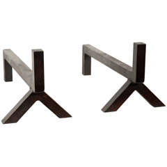 Pair of Inverted "Y" Andirons