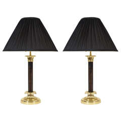 Pair Bronze Column Lamps, England, c. 1900 Pair Bronze Column Lamps, England, c. 1900