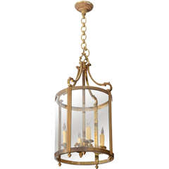 French 1920's Brass and Glass Lantern