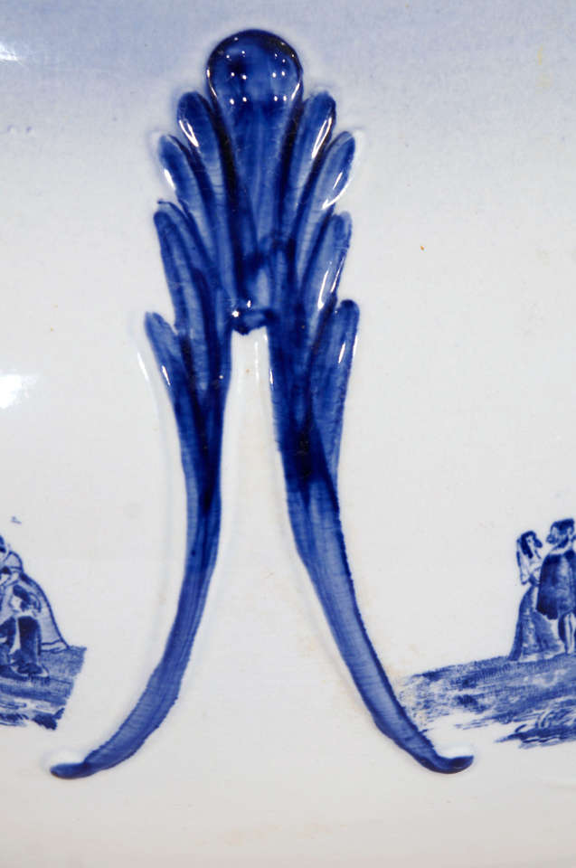 British 19th c English Blue & White Transfer Foot Bath