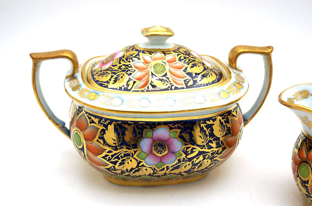 5 Piece 19th C Spode Imari Teaset with Gold  In Excellent Condition In Great Barrington, MA