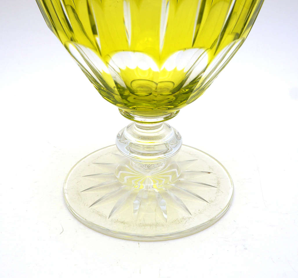 Art Deco Val St. Lambert Chartreuse Overlay Covered Vase 1