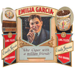 Tri-fold window advertisement for Emilia Garcia cigars