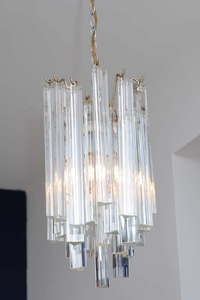 Venini Round Multi Tiered Crystal Prism Chandelier