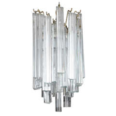 Venini Round Multi Tiered Crystal Prism Chandelier