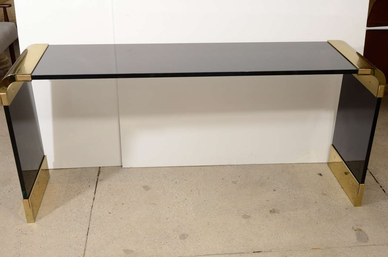 Black Console in Glass and Gilded Brass on Saturday Shopping by Adam Hunter