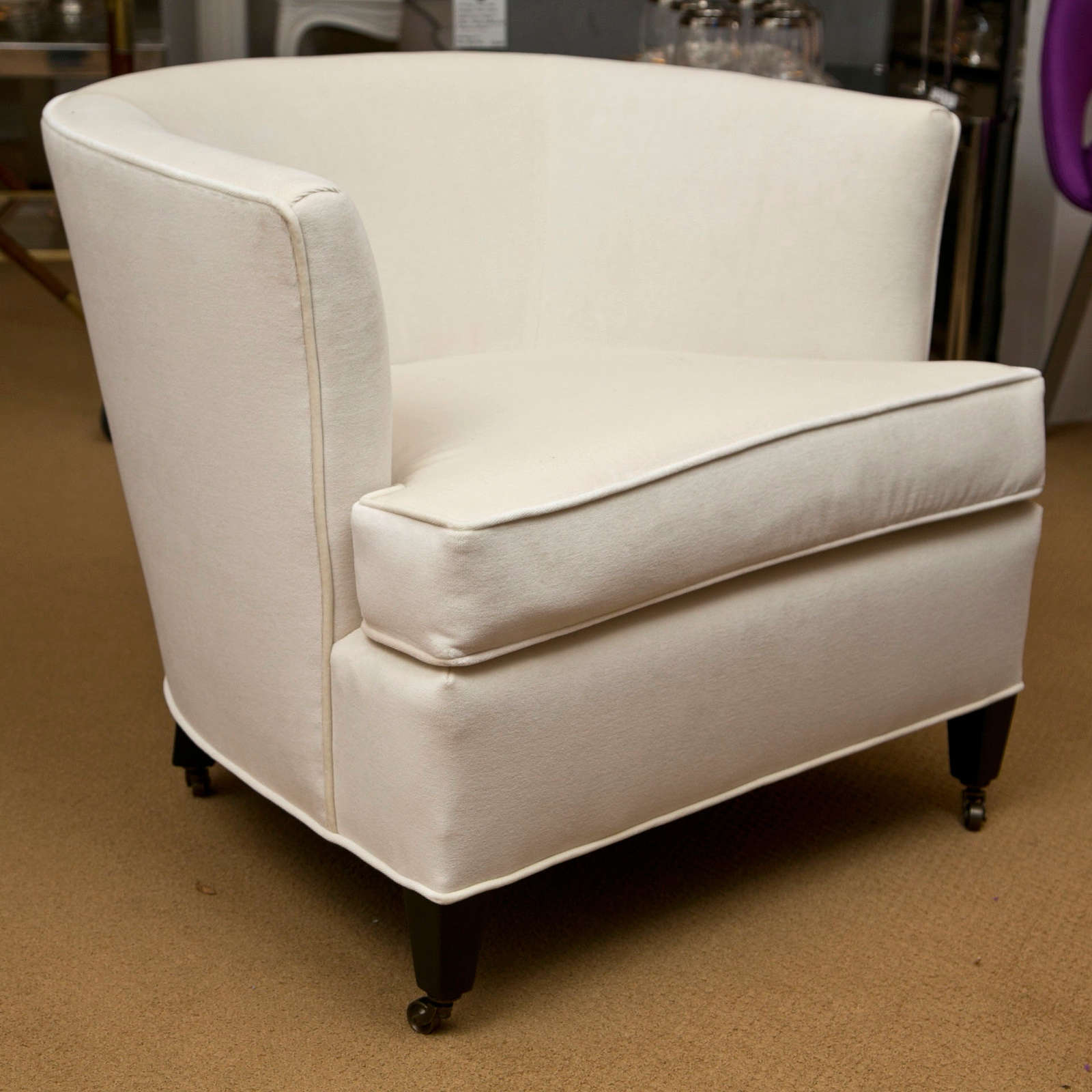 Pair of Tub Chairs with Casters 1