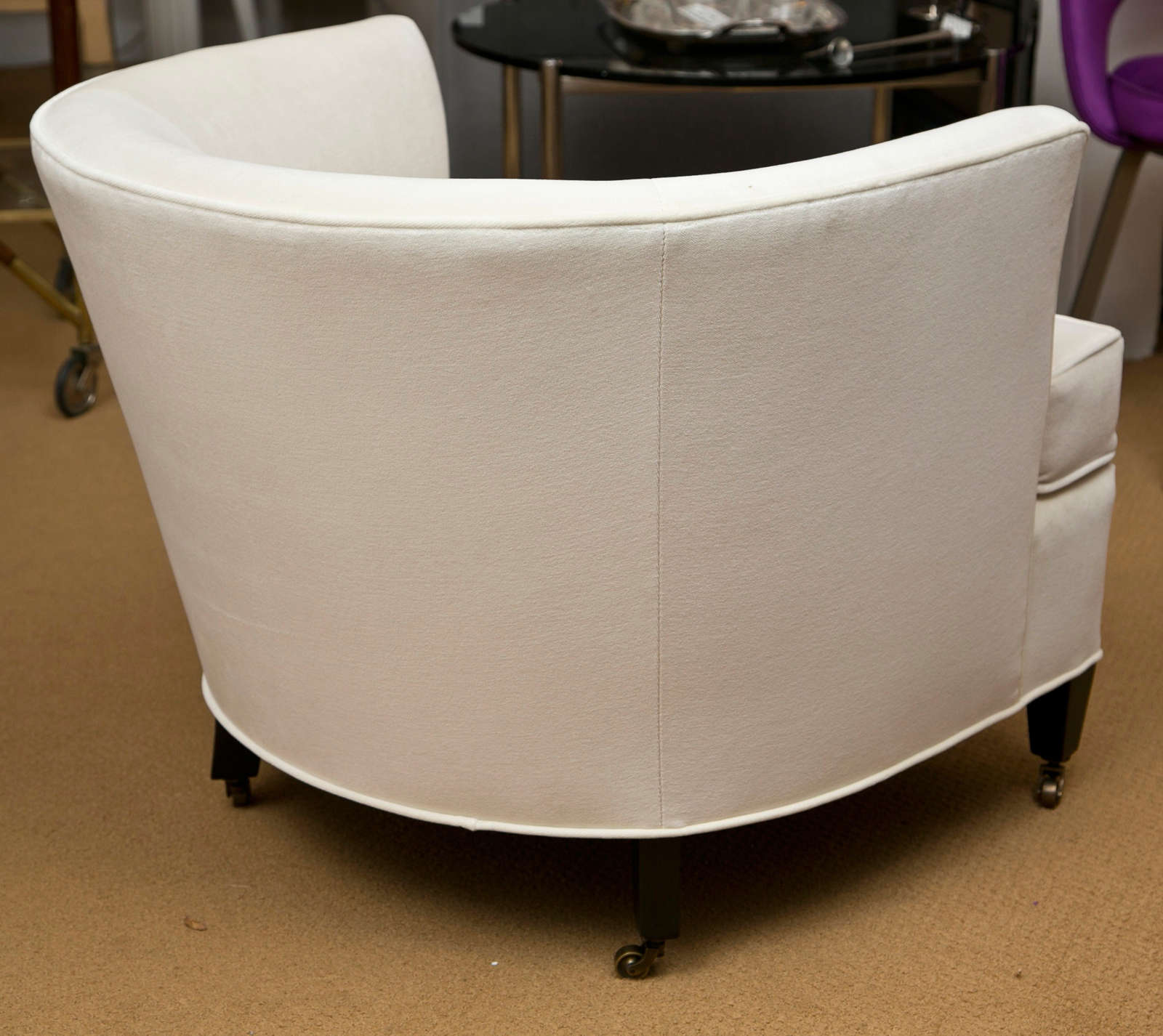 Mid-20th Century Pair of Tub Chairs with Casters