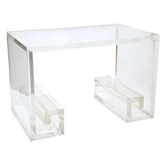 Small Lucite Occasional Table with Greek Key Design