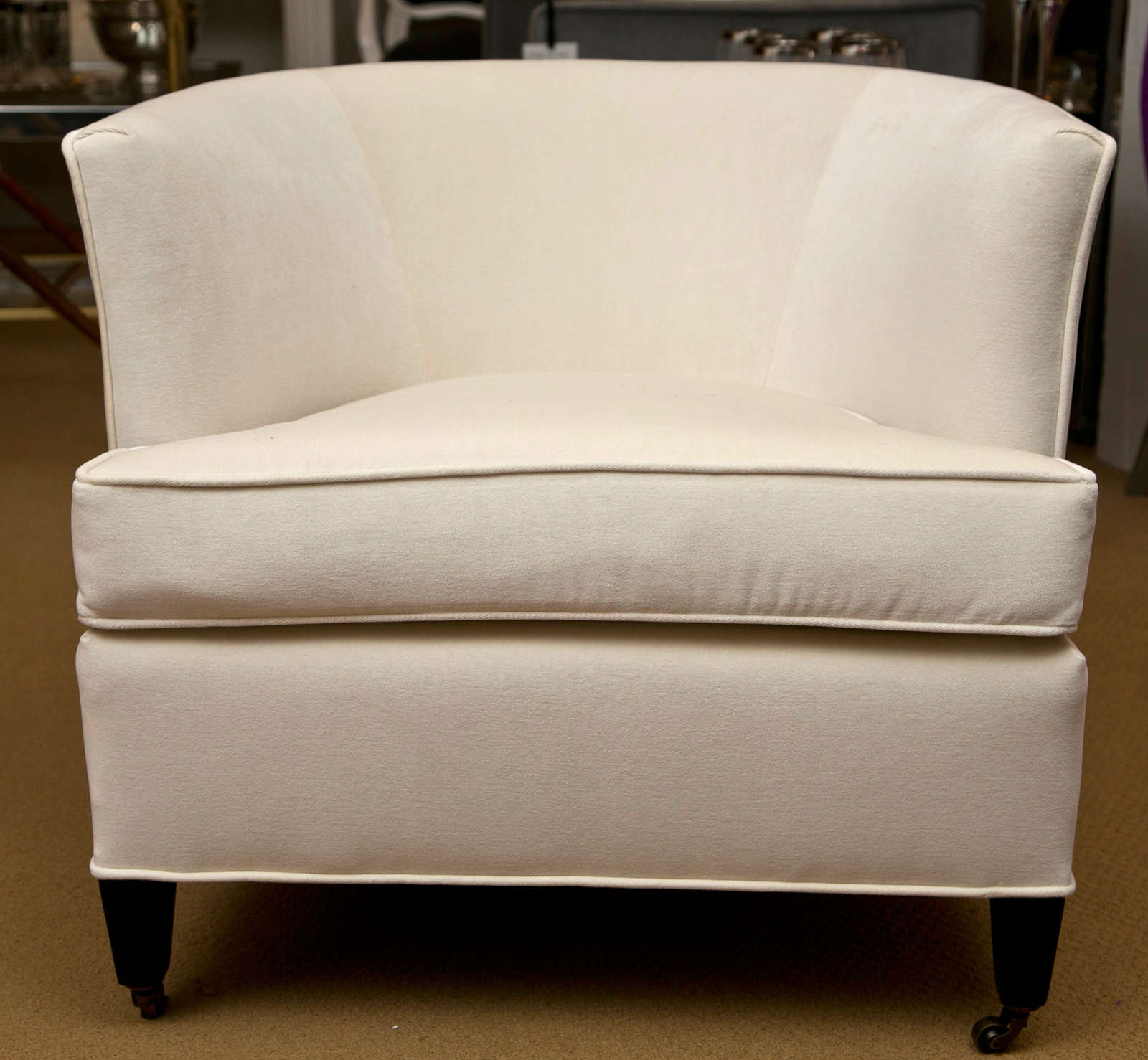 Pair of Tub Chairs with Casters at 1stDibs