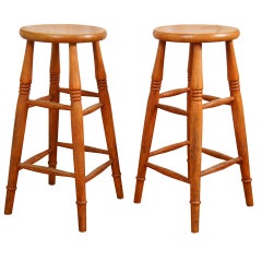 Antique English Round Wood Stools