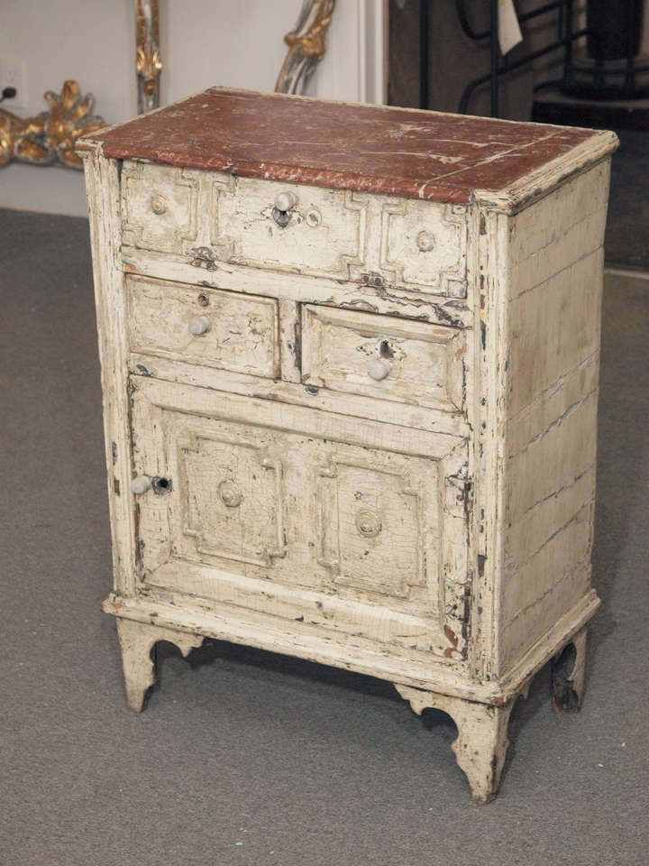 Rustic Chinoiserie Style Italian Painted Cabinet