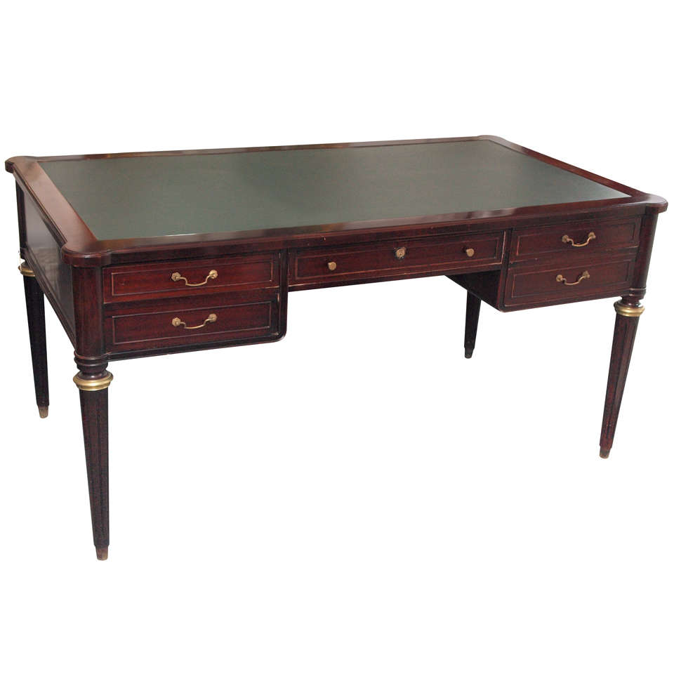 English Mahogany Veneer Desk at 1stDibs