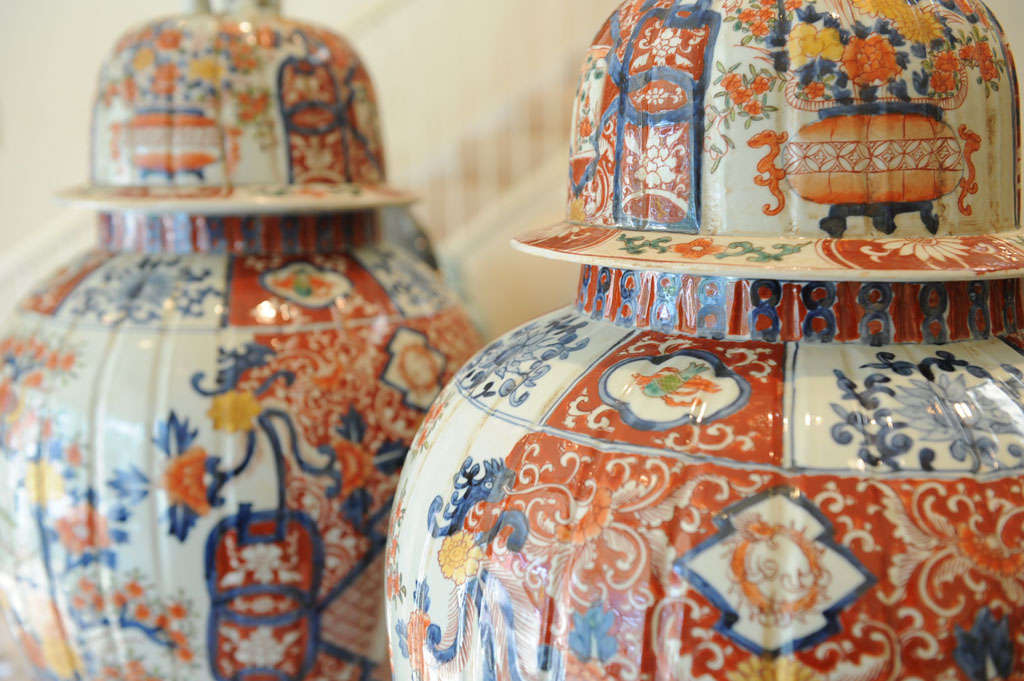 Ceramic Pair of Imari Jars