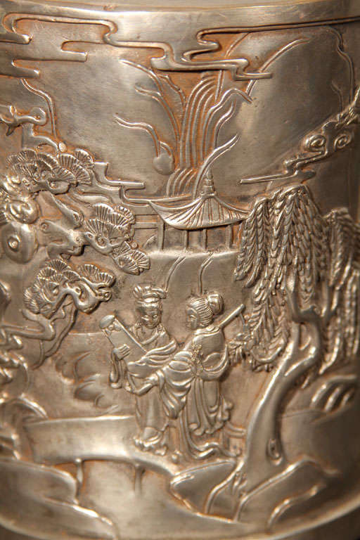 Chinese Republic Period Bronze Brush Pot 5