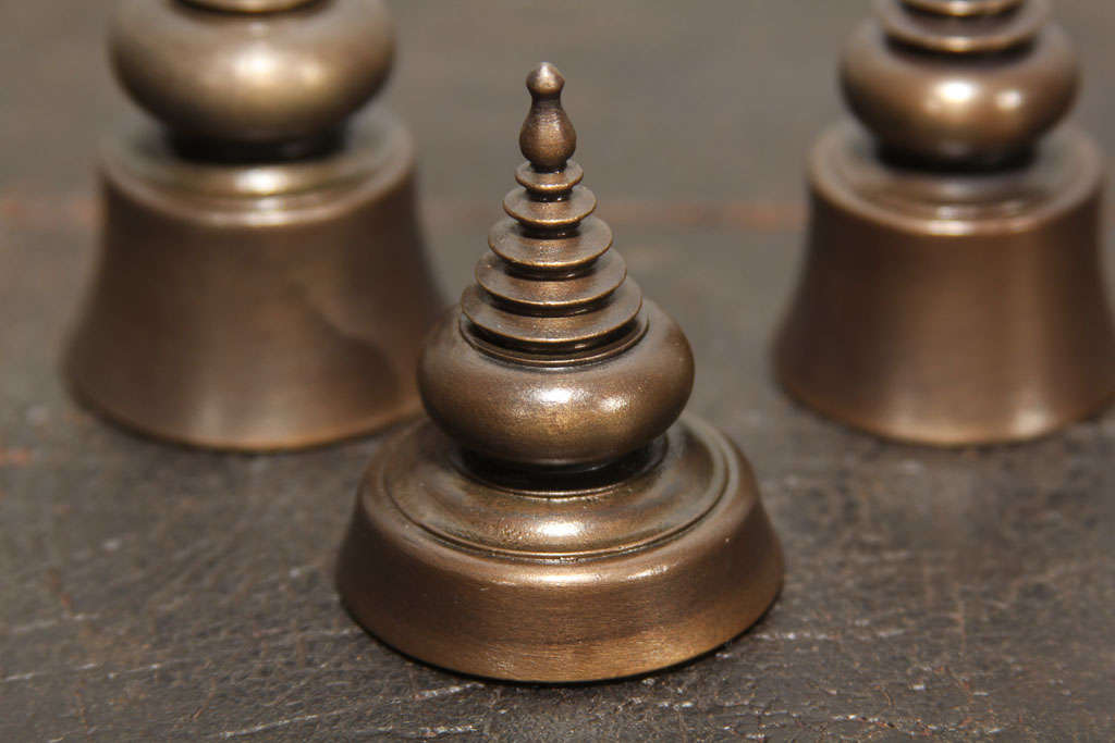 Group of Contemporary Bronze Stupa Ornaments For Sale 1