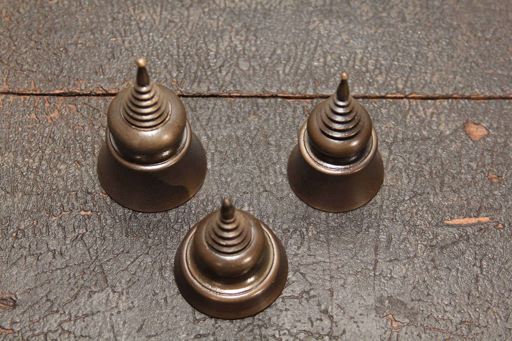 Group of Contemporary Bronze Stupa Ornaments For Sale 2