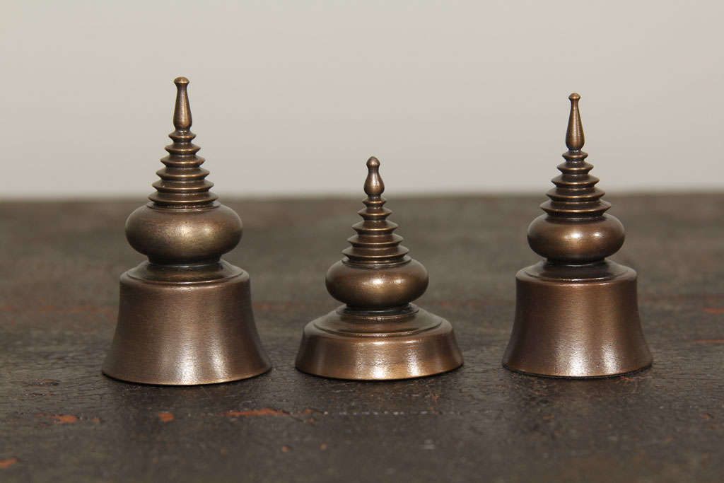 Group of Contemporary Bronze Stupa Ornaments For Sale 3