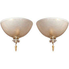 Chic Pair of Small Murano Ceiling Fixtures