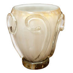 Single gold blown Murano vase with swirls