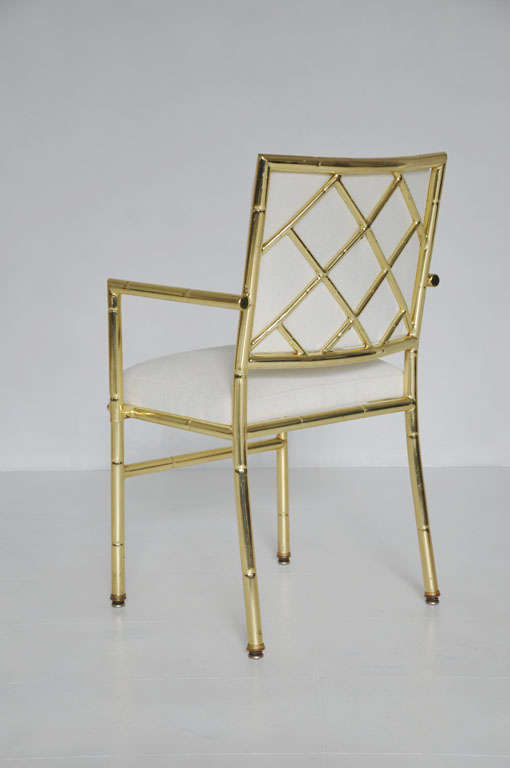 Hollywood Regency Brass Bamboo Dining Chairs Set of 4