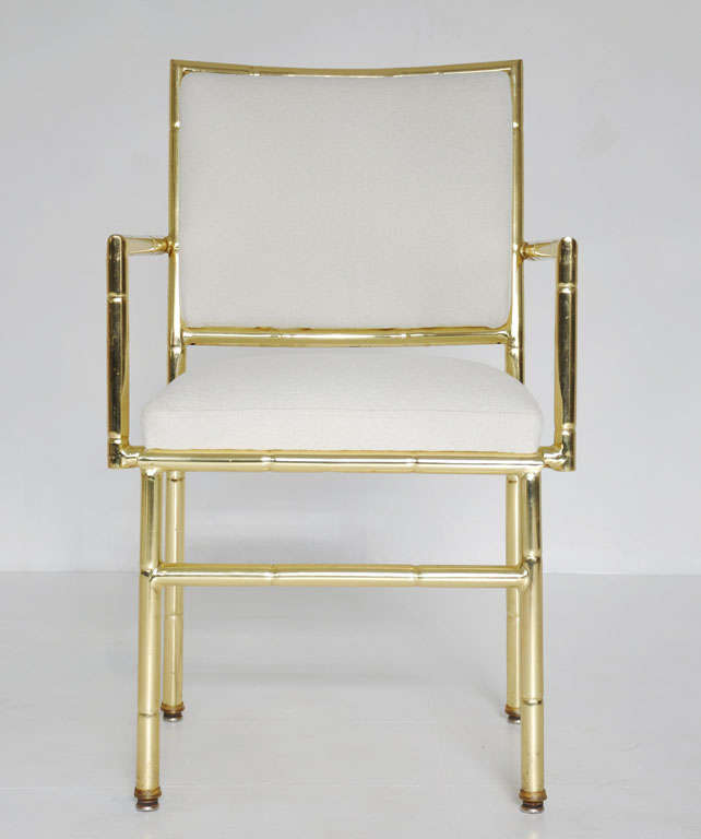 Brass Bamboo Dining Chairs Set of 4 In Excellent Condition In Chicago, IL