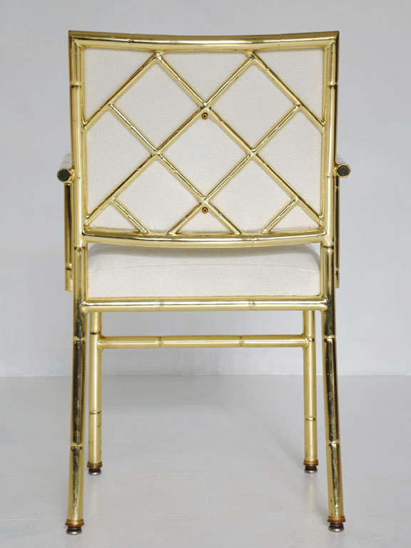 Late 20th Century Brass Bamboo Dining Chairs Set of 4