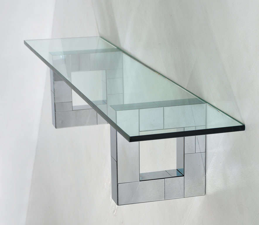 Wall console designed by Paul Evans for Directional Furniture.  Part of the Cityscape line.  Glass not included, as this can be cut to any desired length.