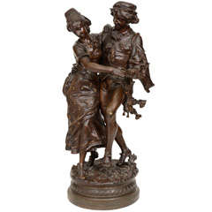 19 C Bronze of Man and Woman  Dancing signed "Gaudez"