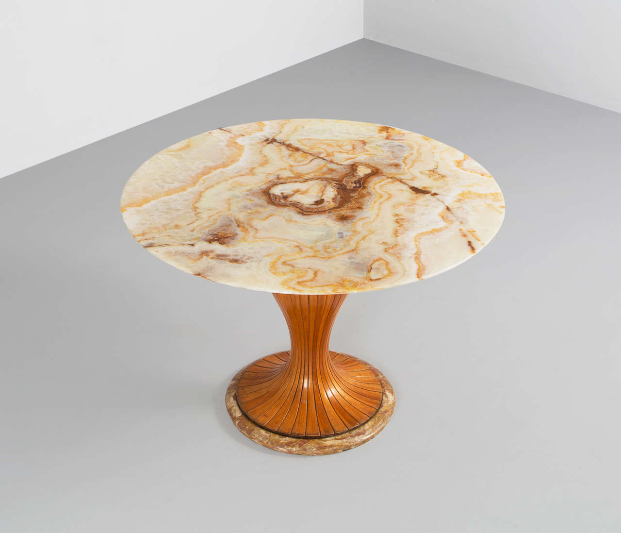 Italian Osvaldo Borsani Pedestal Dining Table with Marble Top 