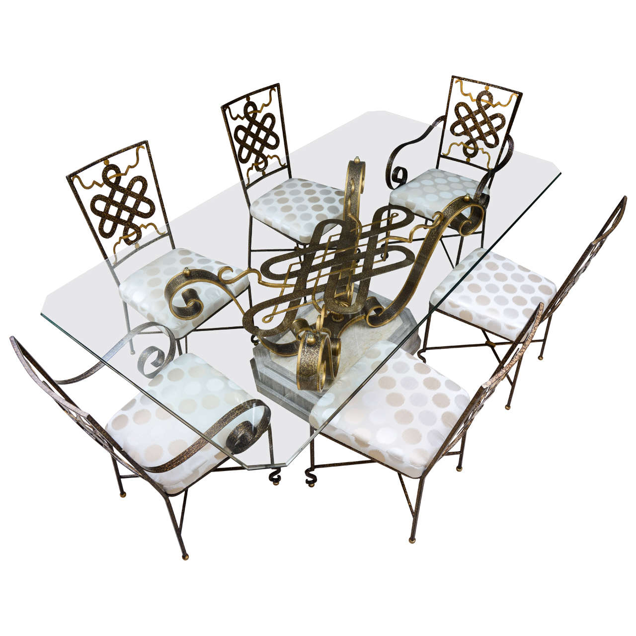 Dining Table and 8 Chairs in the Style of Poillerat