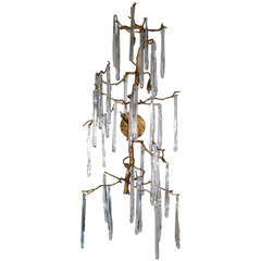 Big Pair of Sconces, Crystal and Bronze 9