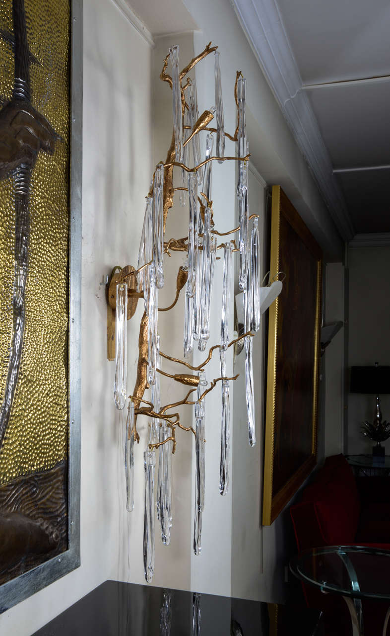 Big Pair of Sconces, Crystal and Bronze In Excellent Condition For Sale In Saint-Ouen, FR