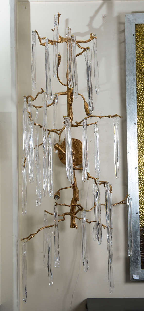Big Pair of Sconces, Crystal and Bronze For Sale 1