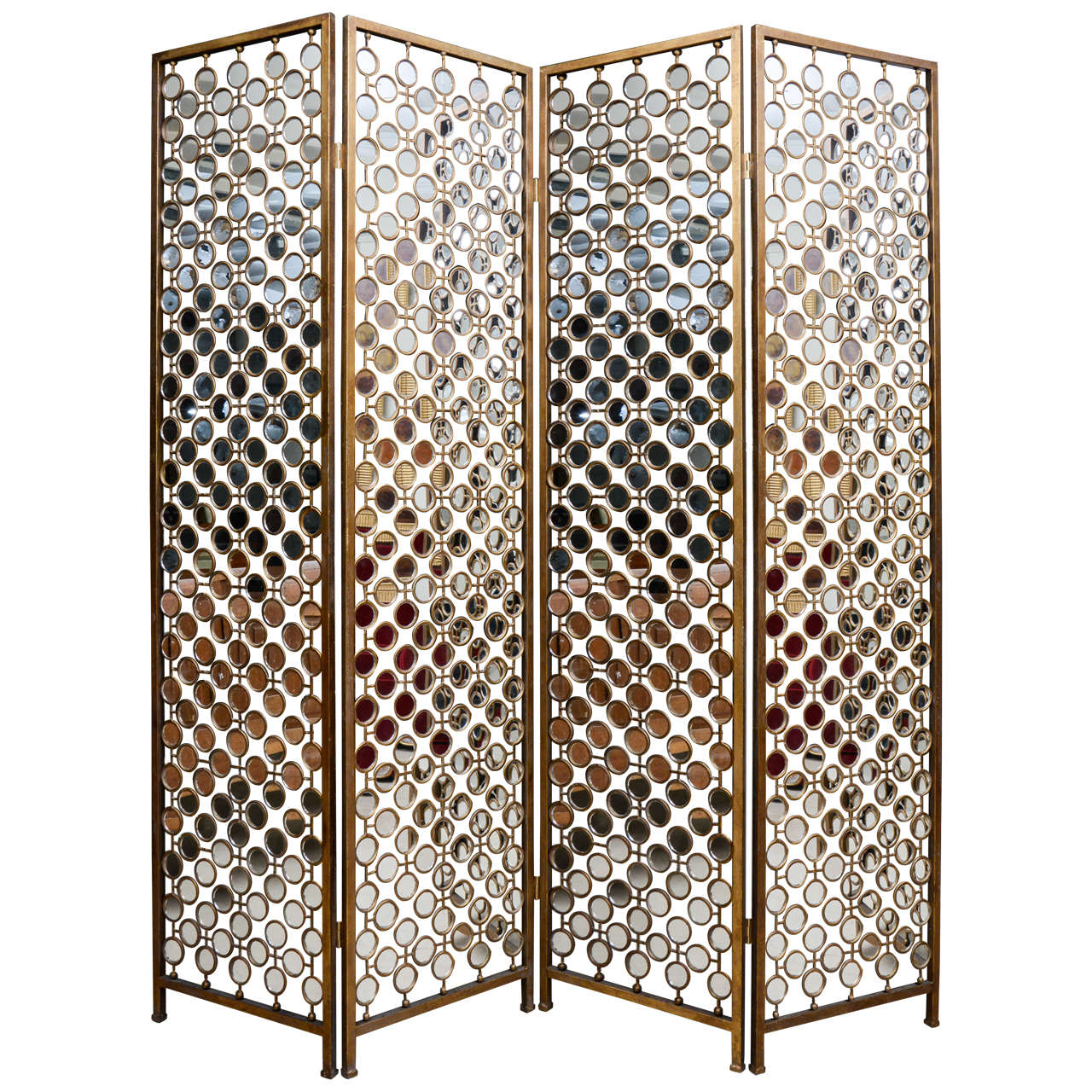 Mirrored and Metal Divider Screen at 1stdibs