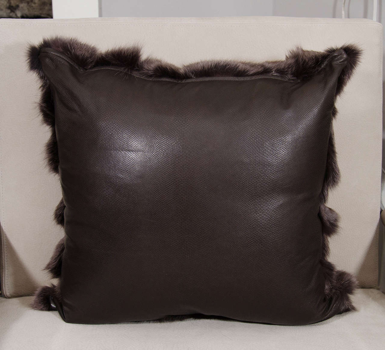 Foam Custom Brown Pieced Fox Pillow with Leather Backing