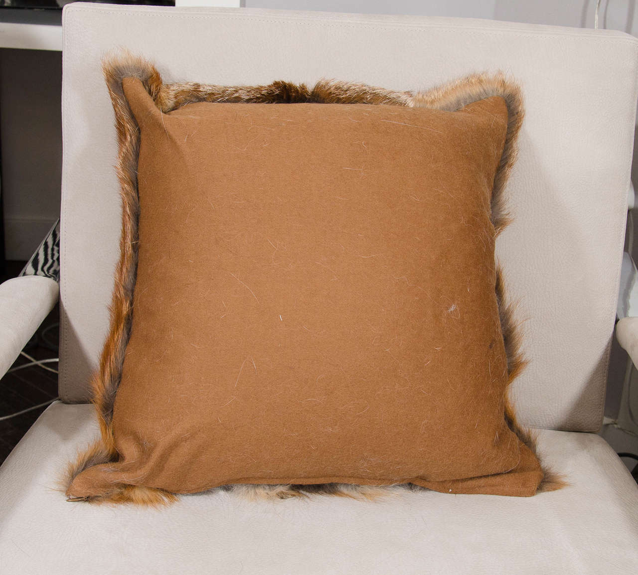 Foam Custom Red Fox Pillow with Camel Cashmere Backing