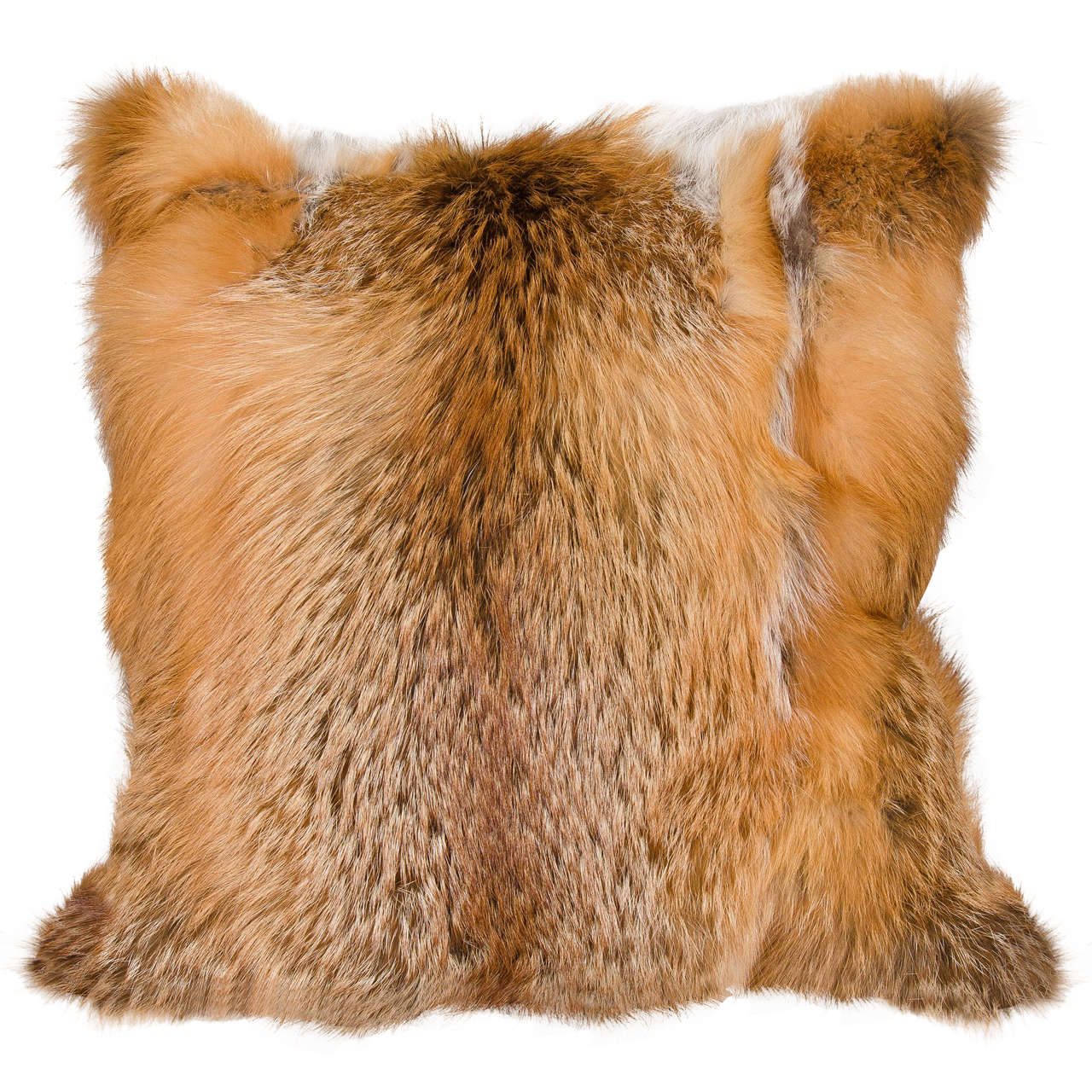 Custom Red Fox Pillow with Camel Cashmere Backing
