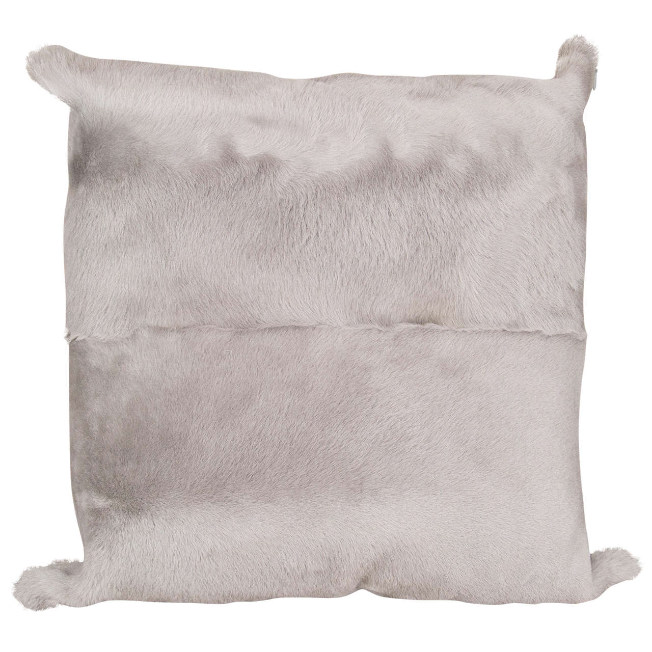 Custom Grey Sheared Goat Pillow with Leather Backing