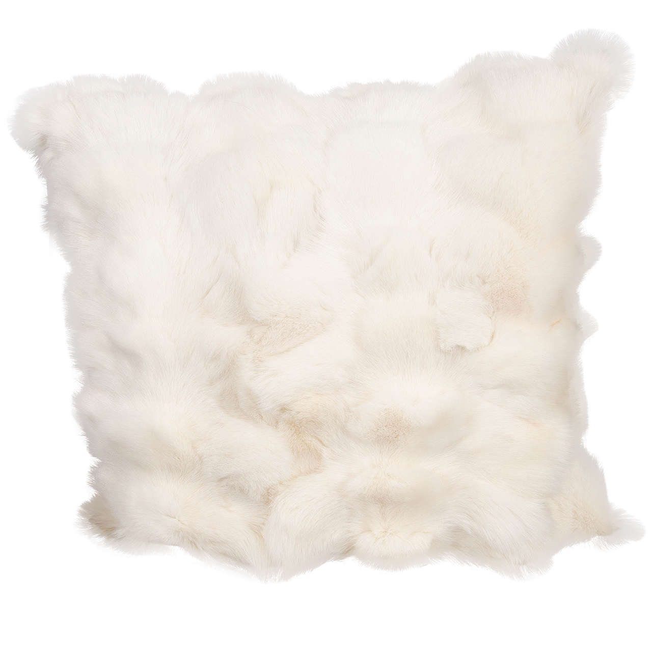 Custom White Pieced Fox Pillow with Leather Backing For Sale at 1stdibs