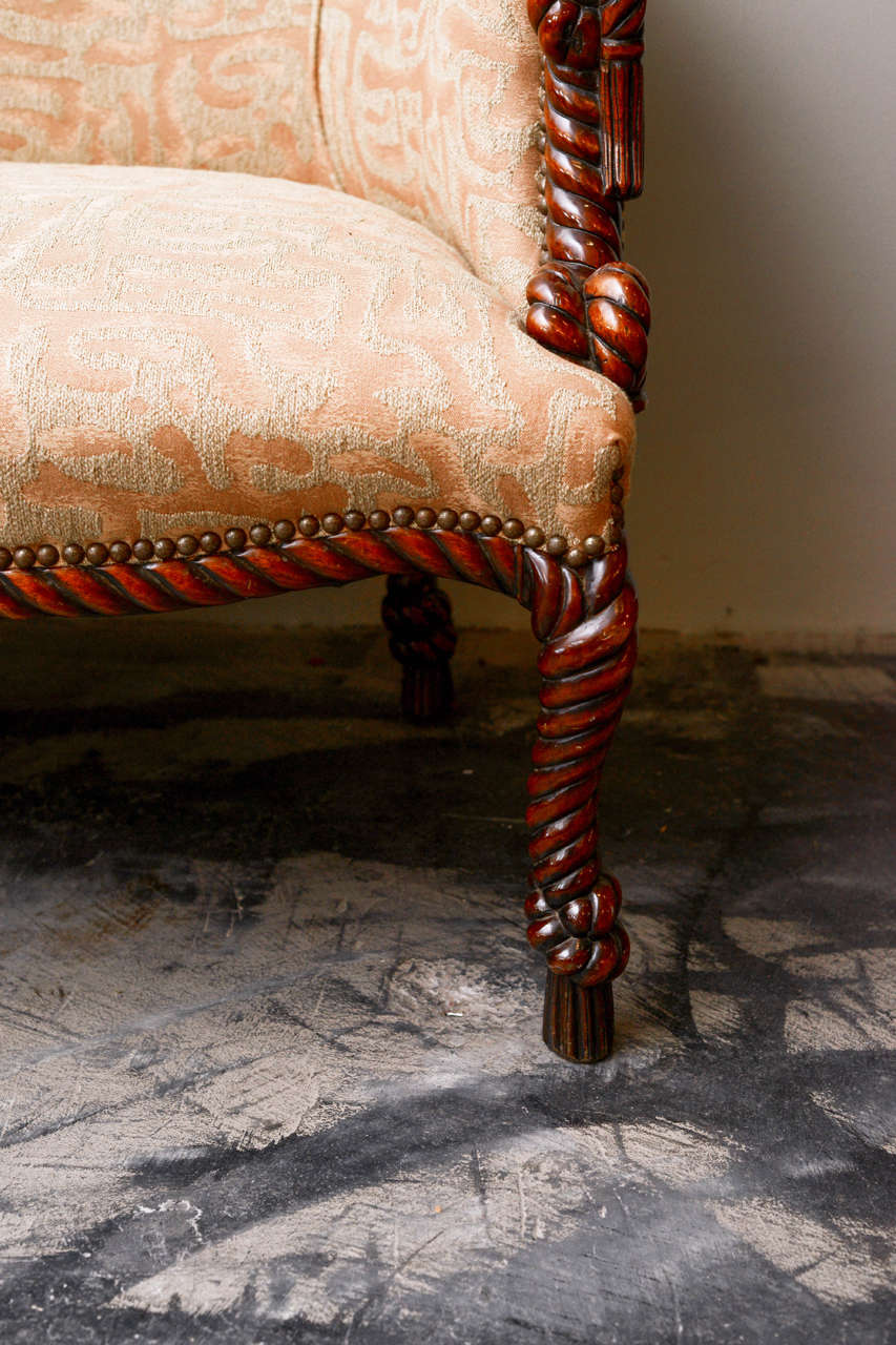 English Victorian Carved Mahogany Rope Twist Settee, Circa 1850 In Good Condition In Hinsdale, IL