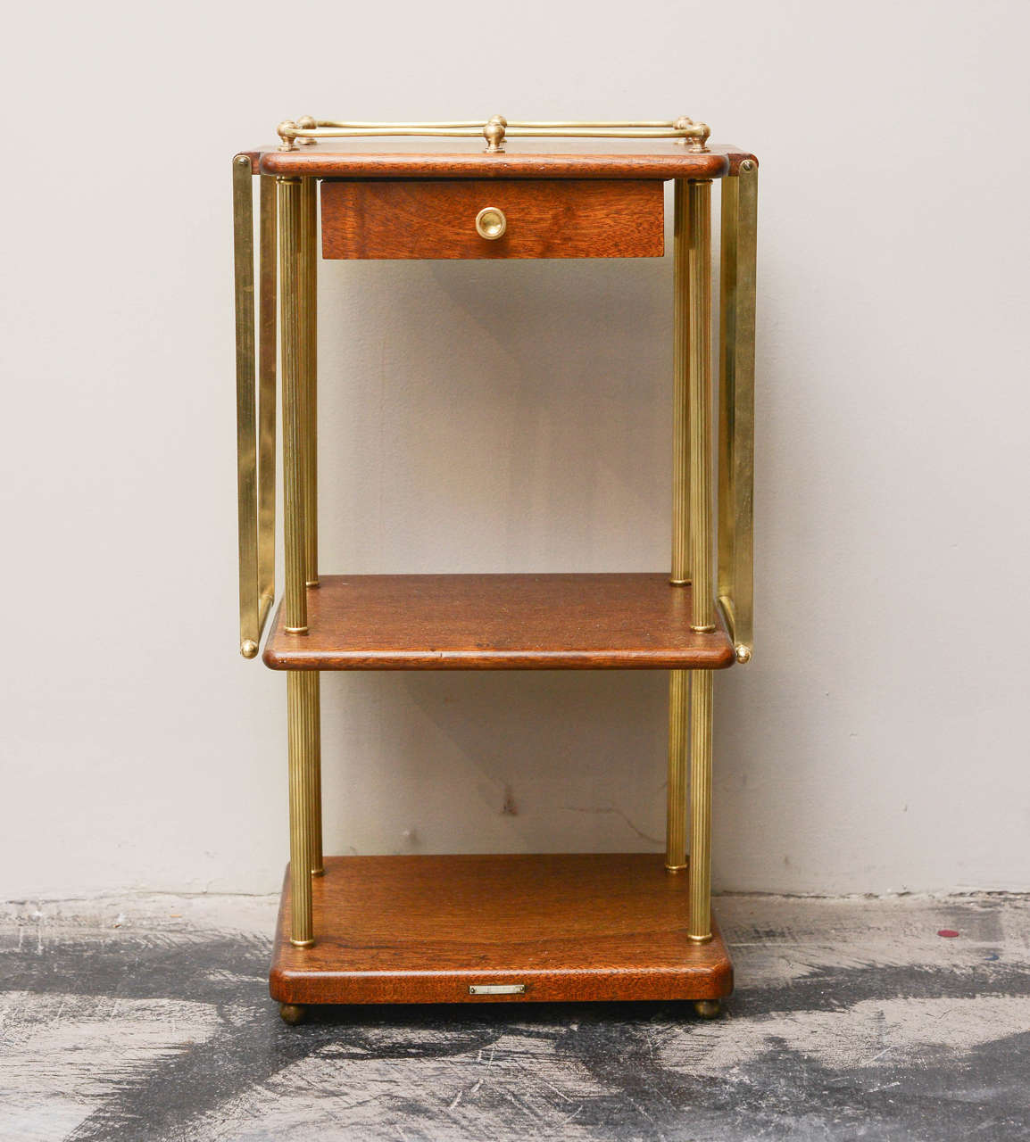 English Mahogany and Brass Portable Cake Stand, circa 1890