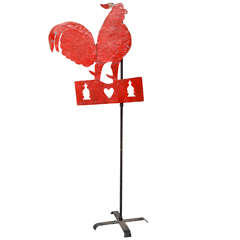 French Painted Iron Red Cockeril Weathervane, 19th Century