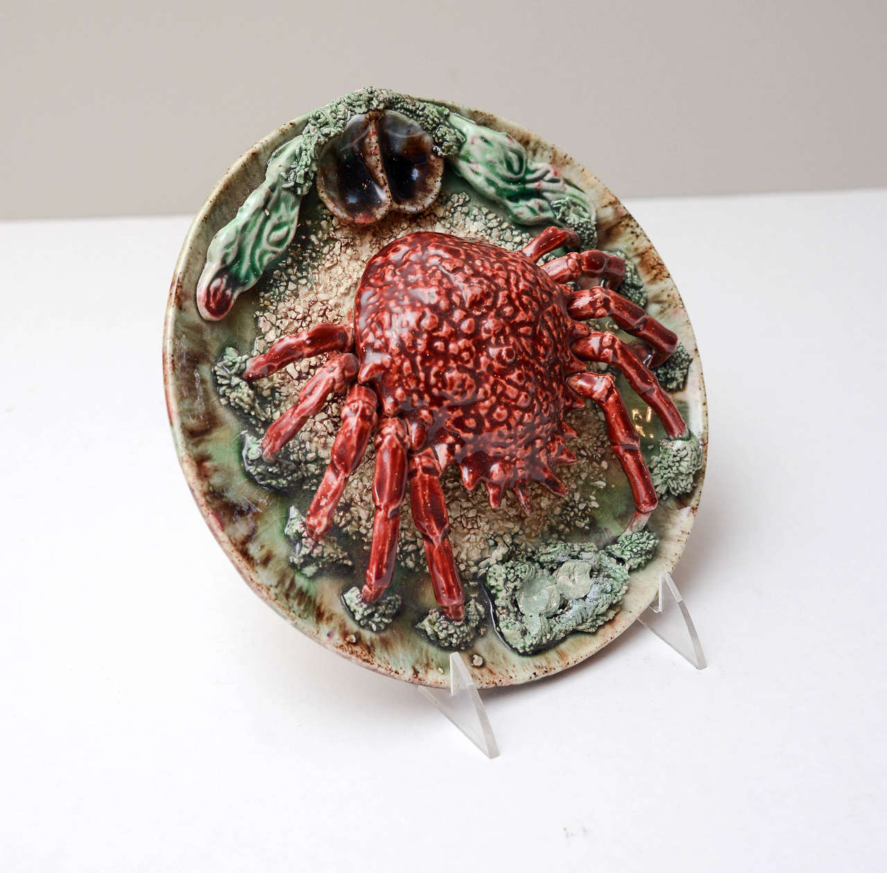 Palissy Majolica crab plate, circa 1860.