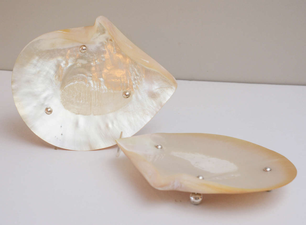 British Large Pair of English Shell Caviar Dishes, Circa 1920